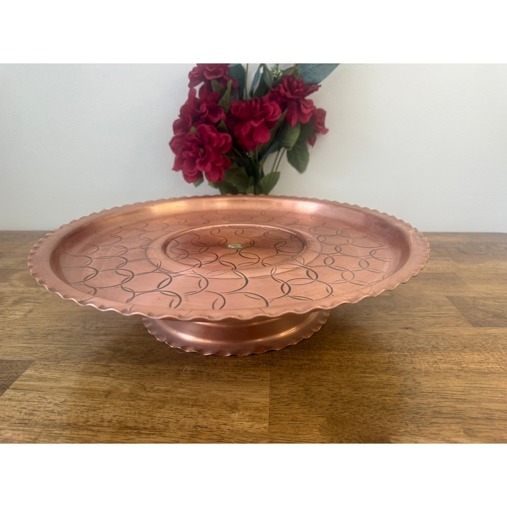 Vintage Fantasy Copperware Footed Copper Serving Tray Hand Wrought Canada